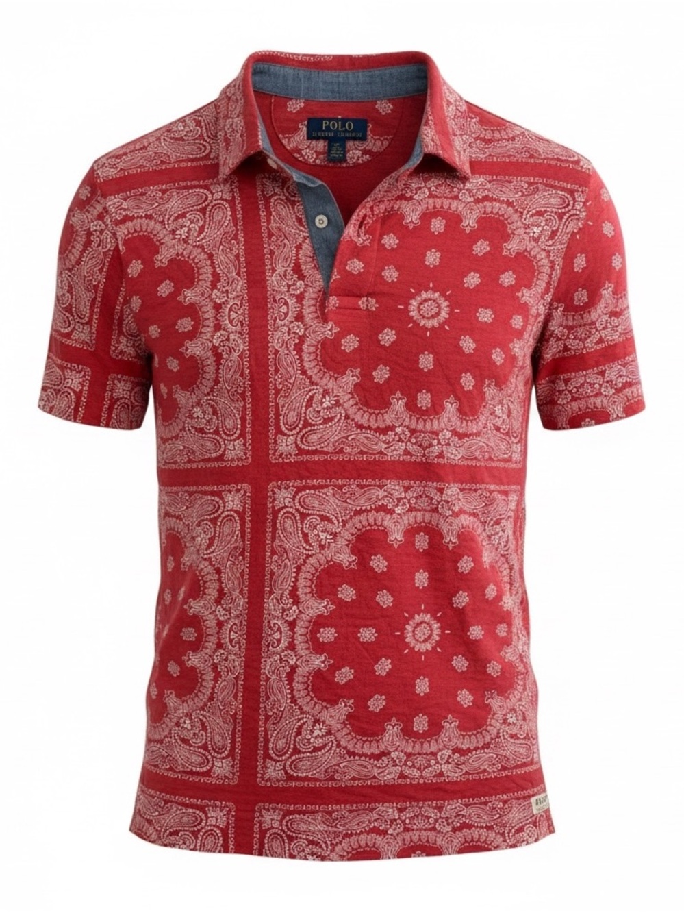 Polo Ralph Lauren Bandana Print Polo Shirt Youth Large 14-16 Red Western